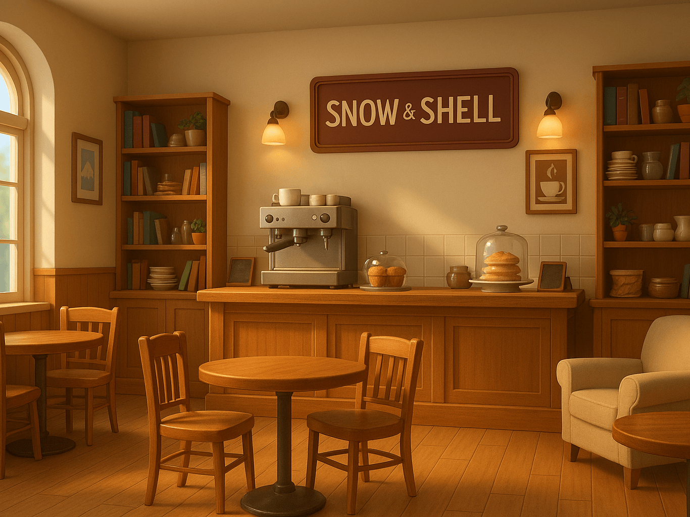 Warm café interior